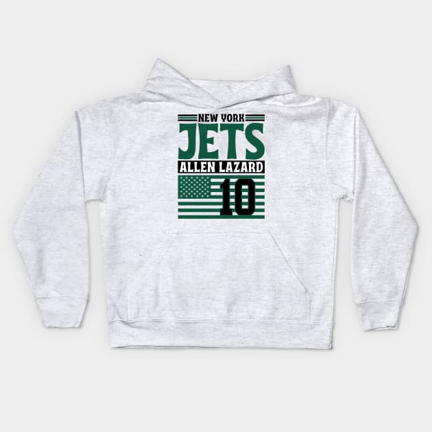 New York Jets Lazard 10 American Flag Football Kids Hoodie by Astronaut.co